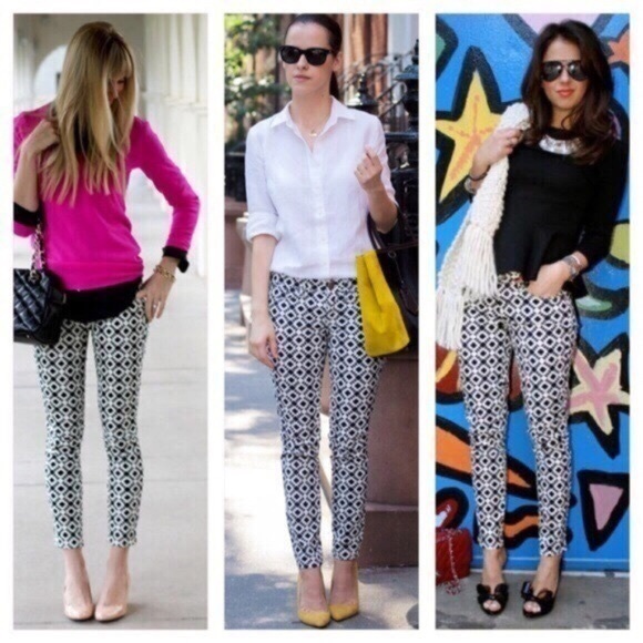 SALE‼️ J. CREW Jeans Geometric Print Toothpick Skinny Black White Ankle Crop 25 - Picture 4 of 8